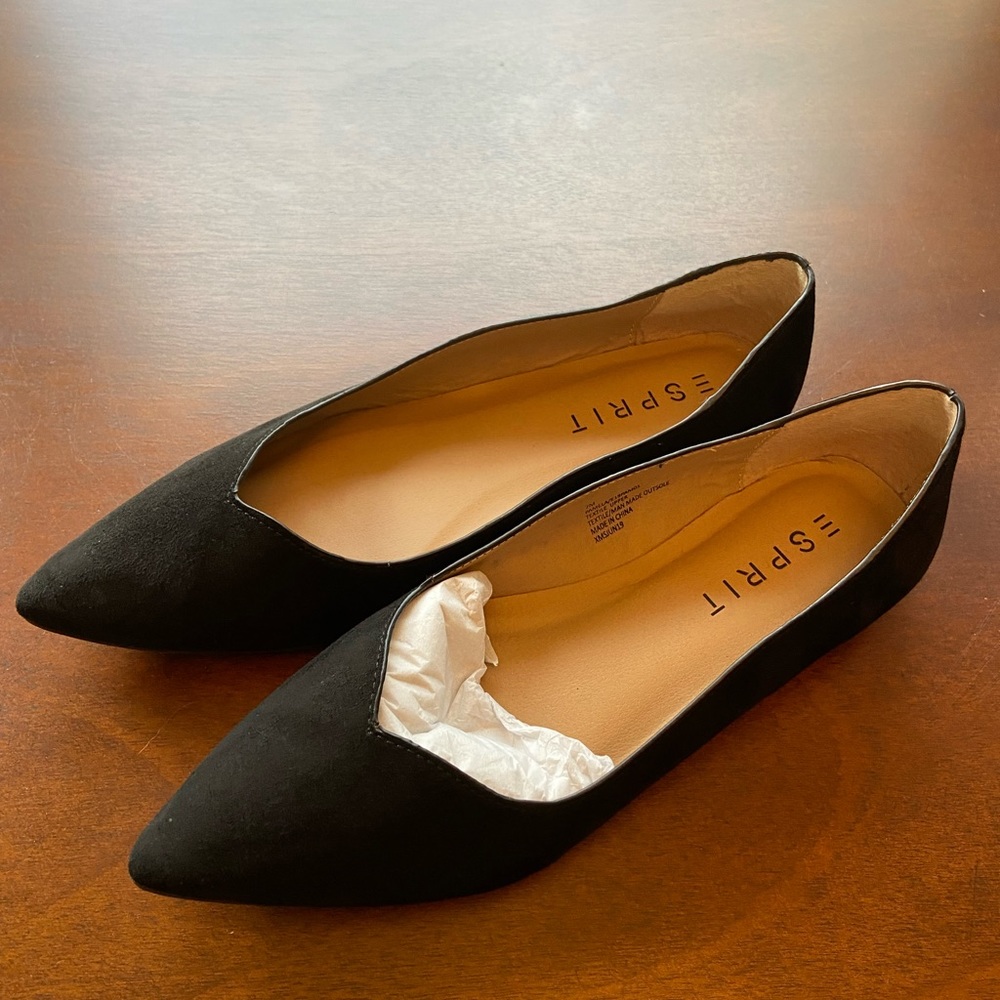 Esprit black faux suede leather flexible flats